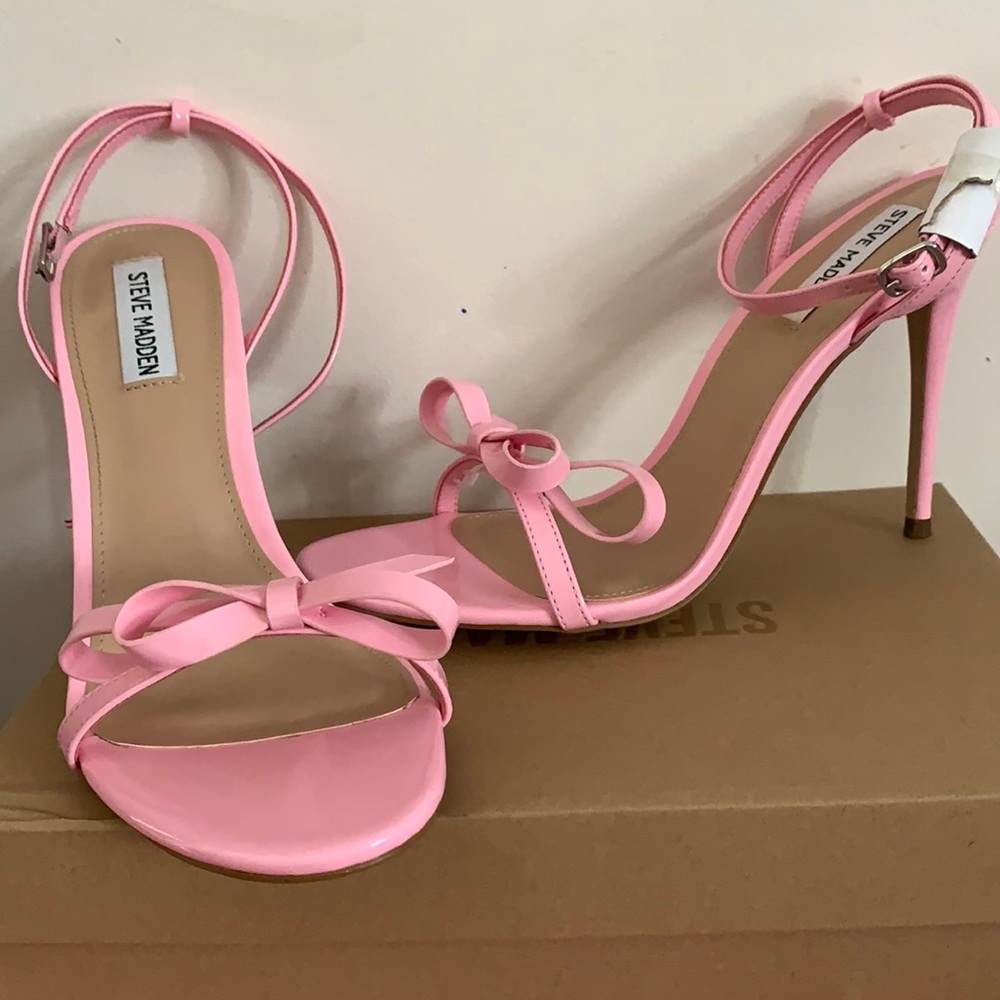 Pink strappy heels